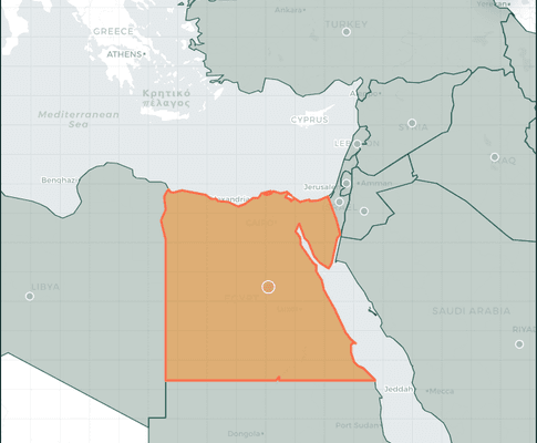 Private Infodemic Meter Atlas map showing Egypt’s selected country signal and MENA borders